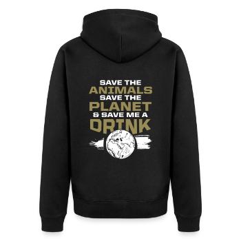 tierschutz umweltschutz - Unisex Premium Bio Zip Hoodie - Schwarz - Hinten - Nico (187cm)