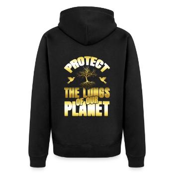 nature conservation environmental protection - Unisex Premium Organic Zip Hoodie - black - Back - Nico (187cm)