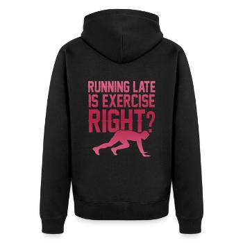 rennen running - Unisex Premium Bio Zip Hoodie - Schwarz - Hinten - Nico (187cm)