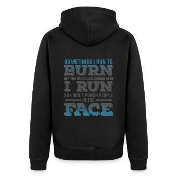 rennen fitness - Unisex Premium Bio Zip Hoodie - Schwarz - Hinten - Nico (187cm)