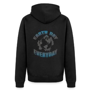 earth day environmental protection - Unisex Premium Organic Zip Hoodie - black - Back - Nico (187cm)