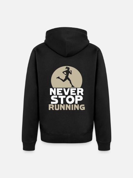 never stop running - Unisex Premium Organic Zip Hoodie - black