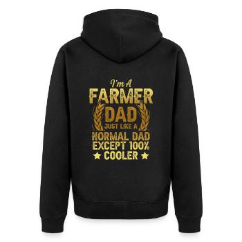 Farmer dad papa - Unisex Premium Organic Zip Hoodie - black - Back - Nico (187cm)