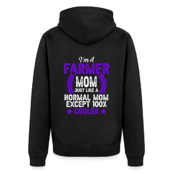 Farmer mama mom - Unisex Premium Bio Zip Hoodie - Schwarz - Hinten - Nico (187cm)