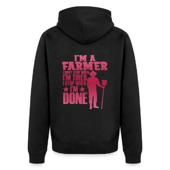 ich bin ein farmer - Unisex Premium Bio Zip Hoodie - Schwarz - Hinten - Nico (187cm)