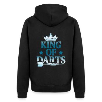 king of darts - Unisex Premium Bio Zip Hoodie - Schwarz - Hinten - Nico (187cm)