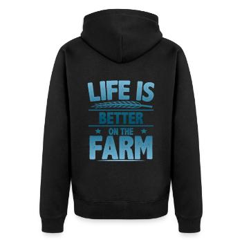La vie des agriculteurs est meilleure - Veste à capuche bio Premium Unisexe - noir - Dos - Nico (187cm)