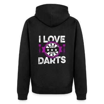 i love darts - Unisex Premium Organic Zip Hoodie - black - Back - Nico (187cm)