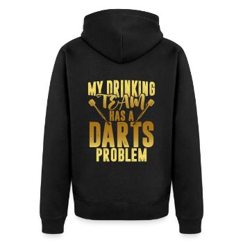 drinking team darts - Unisex Premium Organic Zip Hoodie - black - Back - Nico (187cm)