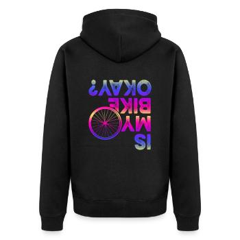 fahrrad spruch - Unisex Premium Bio Zip Hoodie - Schwarz - Hinten - Nico (187cm)