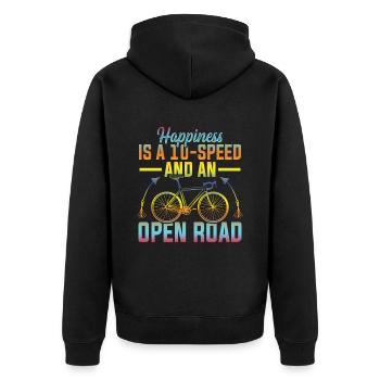 vélo de route heureux - Veste à capuche bio Premium Unisexe - noir - Dos - Nico (187cm)
