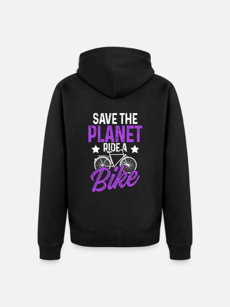 save the planet bike - Unisex Premium Organic Zip Hoodie - black