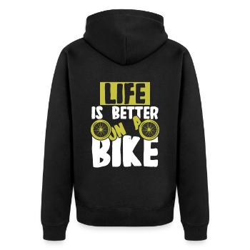 vivre est mieux vélo - Veste à capuche bio Premium Unisexe - noir - Dos - Nico (187cm)