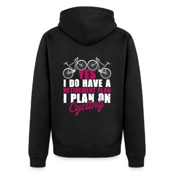 fahrrad spruch - Unisex Premium Bio Zip Hoodie - Schwarz - Hinten - Nico (187cm)