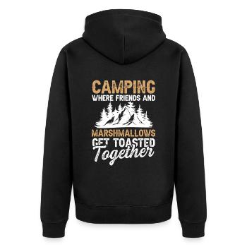 camping marshmallows - Unisex Premium Organic Zip Hoodie - black - Back - Nico (187cm)