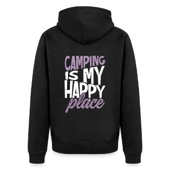camping happy place - Unisex Premium Bio Zip Hoodie - Schwarz - Hinten - Nico (187cm)