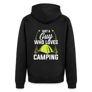ich liebe camping - Unisex Premium Bio Zip Hoodie - Schwarz - Hinten - Nico (187cm)