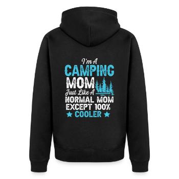 camping mom mama - Unisex Premium Bio Zip Hoodie - Schwarz - Hinten - Nico (187cm)