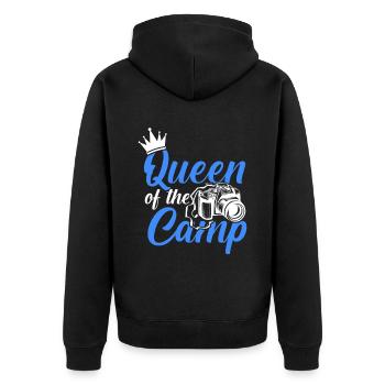 queen camp camping - Unisex Premium Organic Zip Hoodie - black - Back - Nico (187cm)