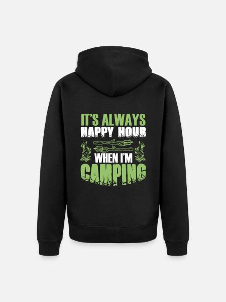 happy hour camping - Unisex Premium Organic Zip Hoodie - black