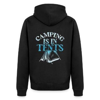 camping camping - Unisex Premium Organic Zip Hoodie - black - Back - Nico (187cm)