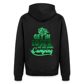 slogan de camping - Veste à capuche bio Premium Unisexe - noir - Dos - Nico (187cm)