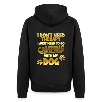 camping dog therapy - Unisex Premium Organic Zip Hoodie - black - Back - Nico (187cm)