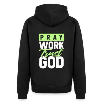 priez le travail de faire confiance à Dieu - Veste à capuche bio Premium Unisexe - noir - Dos - Nico (187cm)