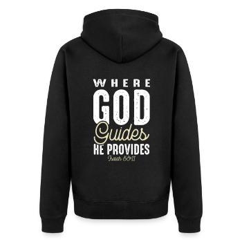 God leads Bible - Unisex Premium Organic Zip Hoodie - black - Back - Nico (187cm)