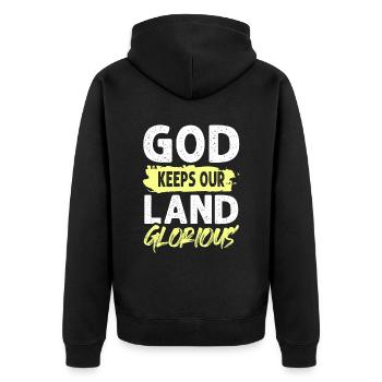 gott bibel spruch - Unisex Premium Bio Zip Hoodie - Schwarz - Hinten - Nico (187cm)