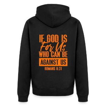 God no one against us - Unisex Premium Organic Zip Hoodie - black - Back - Nico (187cm)