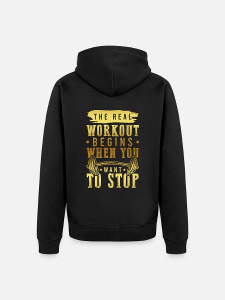 workout fitness - Unisex Premium Organic Zip Hoodie - black