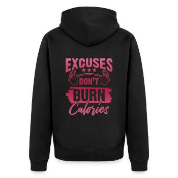 kalorien verbrennen fitness - Unisex Premium Bio Zip Hoodie - Schwarz - Hinten - Nico (187cm)