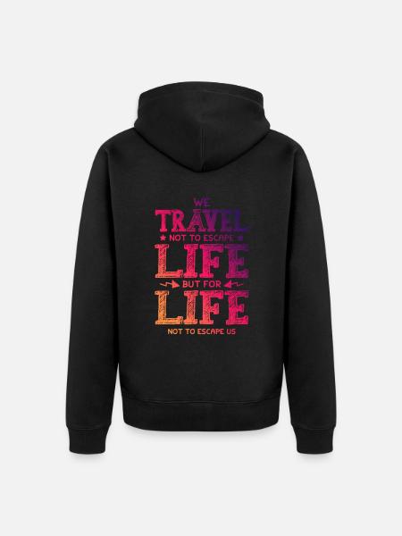 reise leben travel - Unisex Premium Bio Zip Hoodie - Schwarz