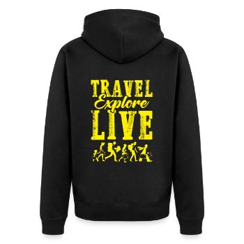 voyage spruch voyage - Veste à capuche bio Premium Unisexe - noir - Dos - Nico (187cm)