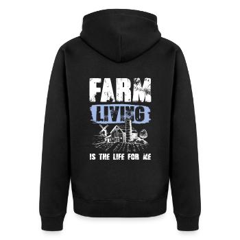 farmer leben - Unisex Premium Bio Zip Hoodie - Schwarz - Hinten - Nico (187cm)