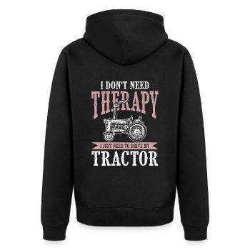 tractor therapy farm - Unisex Premium Organic Zip Hoodie - black - Back - Nico (187cm)