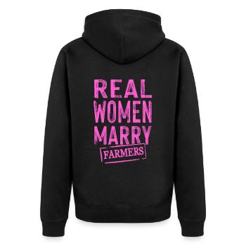 frauen heiraten bauern - Unisex Premium Bio Zip Hoodie - Schwarz - Hinten - Nico (187cm)