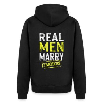 männer heiraten bäuerinen - Unisex Premium Bio Zip Hoodie - Schwarz - Hinten - Nico (187cm)