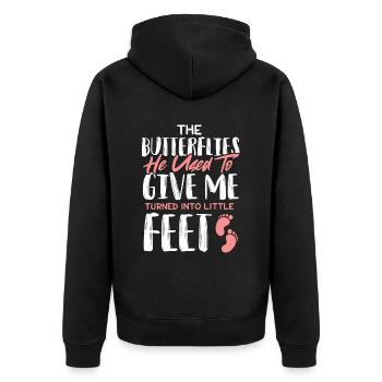 baby footprints - Unisex Premium Organic Zip Hoodie - black - Back - Nico (187cm)