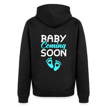 baby coming soon - Unisex Premium Organic Zip Hoodie - black - Back - Nico (187cm)