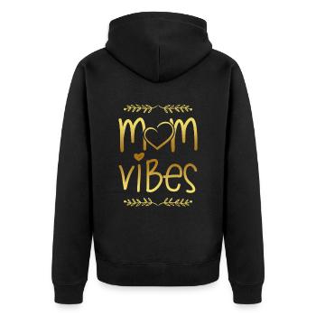 mama vibes baby - Unisex Premium Organic Zip Hoodie - black - Back - Nico (187cm)