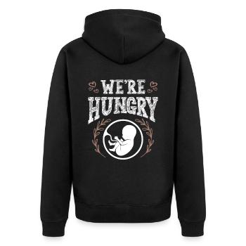 baby hungry - Unisex Premium Organic Zip Hoodie - black - Back - Nico (187cm)