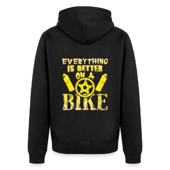 bike spruch lustig - Unisex Premium Bio Zip Hoodie - Schwarz - Hinten - Nico (187cm)