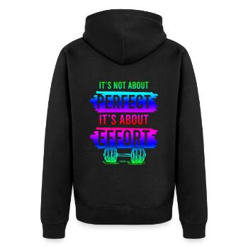fitness sport - Unisex Premium Bio Zip Hoodie - Schwarz - Hinten - Nico (187cm)