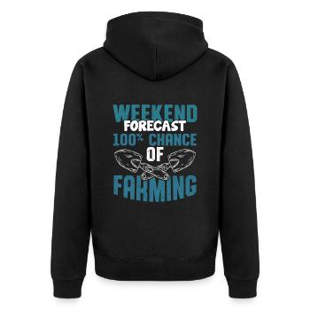 farming wochenende - Unisex Premium Bio Zip Hoodie - Schwarz - Hinten - Nico (187cm)