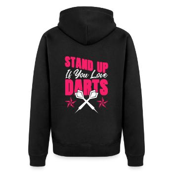dart love - Unisex Premium Organic Zip Hoodie - black - Back - Nico (187cm)