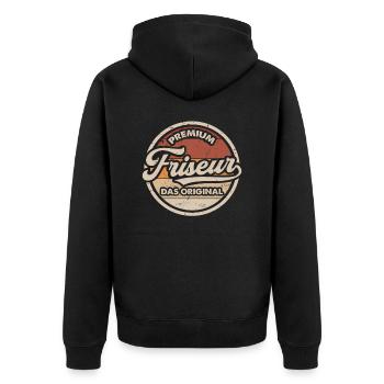 Friseur Original Frisör Vintage Friseurin - Unisex Premium Bio Zip Hoodie - Schwarz - Hinten - Nico (187cm)