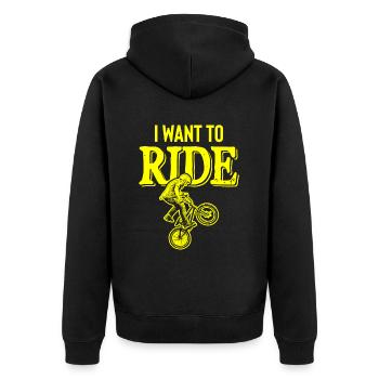 balade en bmx - Veste à capuche bio Premium Unisexe - noir - Dos - Nico (187cm)