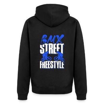 bmx freestyle - Unisex Premium Bio Zip Hoodie - Schwarz - Hinten - Nico (187cm)
